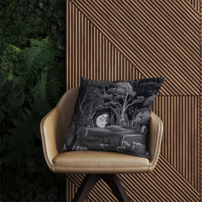 Warren Reed Designer Eerie Moonlit Cemetery Outdoor Cushion 60Cm X 60Cm