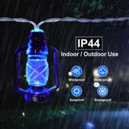 Long Life Lamps Company Outdoor Or Indoor Mini Lantern 20 Led String Lights Ip44 Mains Powered Blue Lansl03 - thumbnail 6