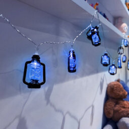 Long Life Lamps Company Outdoor Or Indoor Mini Lantern 20 Led String Lights Ip44 Mains Powered Blue Lansl03 - thumbnail 7