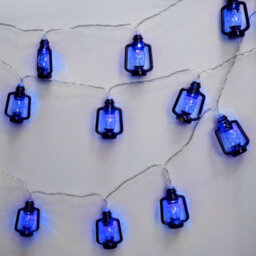 Long Life Lamps Company Outdoor Or Indoor Mini Lantern 20 Led String Lights Ip44 Mains Powered Blue Lansl03 - thumbnail 3