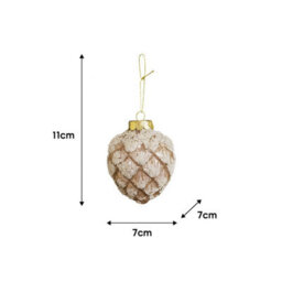 Melody Maison Neutral Sequin Frosted Pine Cone Bauble Decoration - 8Cm - thumbnail 7
