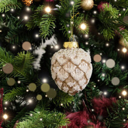 Melody Maison Neutral Sequin Frosted Pine Cone Bauble Decoration - 8Cm - thumbnail 2