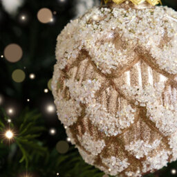 Melody Maison Neutral Sequin Frosted Pine Cone Bauble Decoration - 8Cm - thumbnail 4