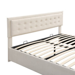 Abrihome Super King Size Upholstered Bed Frame With Storage - Cream Velvet, Includes Headboard & Slats (180X200Cm, No Mattress) - thumbnail 6