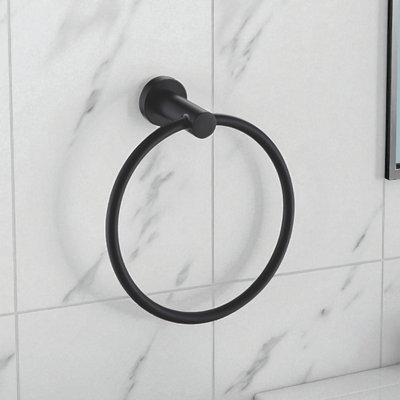 Showerdrape Modernity Black Steel Wall Mounted Towel Ring - image 1