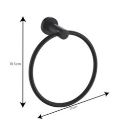 Showerdrape Modernity Black Steel Wall Mounted Towel Ring - thumbnail 2