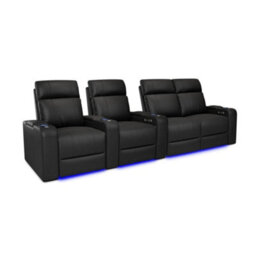 Valencia Piacenza Power Headrest Home Theater Seating Row Of 4 Loveseat Right Black Nappa Leather Power Recliner Led Cup Holder