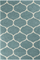 The Rugs Moroccan Shaggy Rugs And Runners Soft Fluffy Trellis Design High Pile Duck Egg Blue And Ivory Living Room Kitchen Hallway 650 - thumbnail 2