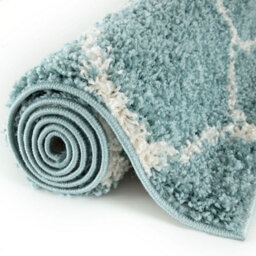 The Rugs Moroccan Shaggy Rugs And Runners Soft Fluffy Trellis Design High Pile Duck Egg Blue And Ivory Living Room Kitchen Hallway 650 - thumbnail 5