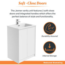 Plum&clay Jenner White Freestanding Vanity Unit & Basin Set (W)600mm (H)855mm - thumbnail 3