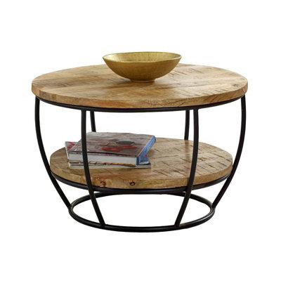 Buttercup Farm Surrey Coffee Table With Shelf - Solid Mango Wood/metal - L60 X W60 X H35 Cm - image 1