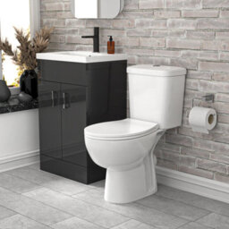 Nes Home 500mm Dark Grey Basin Vanity Unit And White Close Coupled Toilet - thumbnail 3