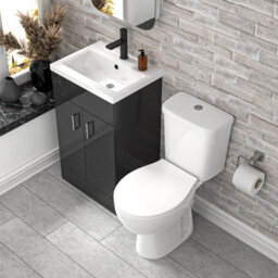 Nes Home 500mm Dark Grey Basin Vanity Unit And White Close Coupled Toilet - thumbnail 4