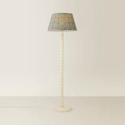 Valuelights Bobbin Floral Printed Pleated Shade Cream Bobble Floor Lamp - thumbnail 3