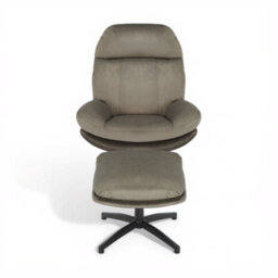 Velvet Light Grey Brenna Swivel Armchair With Footstool - thumbnail 4