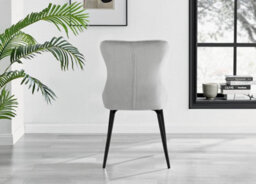 Furniturebox Set Of 2 Dining Chairs - Nora Premium Dining Chairs - Grey Velvet Black Leg Dining Chairs - Kitchen Dining Room Chairs - thumbnail 5