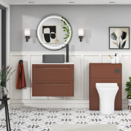 Royal Bathrooms Royal Bathroom Elmore 700mm Terracotta Clay Wall Mounted Bathroom Vanity Unit 2 Drawer Plain White Worktop With Art Square Basin - thumbnail 5