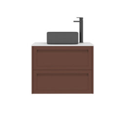 Royal Bathrooms Royal Bathroom Elmore 700mm Terracotta Clay Wall Mounted Bathroom Vanity Unit 2 Drawer Plain White Worktop With Art Square Basin - thumbnail 7