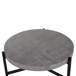 Beliani Industrial Round Coffee Table 70Cm, Grey Concrete-Effect Top With Black Metal Legs - thumbnail 3