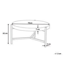 Beliani Industrial Round Coffee Table 70Cm, Grey Concrete-Effect Top With Black Metal Legs - thumbnail 4