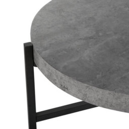Beliani Industrial Round Coffee Table 70Cm, Grey Concrete-Effect Top With Black Metal Legs - thumbnail 5