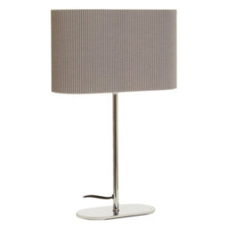 Orsina Silver Table Lamp, Shiny Silver Ceramic Base With Ribbed Texture, White Fabric Shade For Soft - thumbnail 2