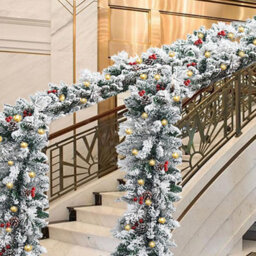 Amorly Christmas Garland With Lights,holiday Decoration Snow Flocked Artificial Garland For Stairs Fireplaces Wall Christmas Garland 6Ft - thumbnail 1