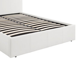 Luna 4Ft6 Double White Ottoman Storage Bed With Gas Lift, Faux Leather Fabric - L: 203Cm X W: 153Cm X H: 88.5Cm - thumbnail 8