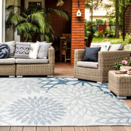 Homeart Outdoor Indoor Rug, Easy Clean, Uv Weather Resistant Rug For Patio, Gardenbellis Blue, Grey,200X290Cm - thumbnail 4