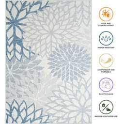 Homeart Outdoor Indoor Rug, Easy Clean, Uv Weather Resistant Rug For Patio, Gardenbellis Blue, Grey,200X290Cm - thumbnail 7