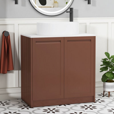 Royal Bathrooms Royal Bathroom Elmore 800mm Terracotta Clay Freestanding Countertop Bathroom Vanity Unit 2 Door With Peak Basin - image 1