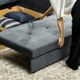 Dark Grey Convertible 2 Seater Sofa Bed With Hidden Storage, 2 Cushions - thumbnail 6