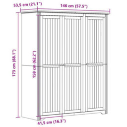 Vidaxl Wardrobe Bodo White 151.5X52X176.5 Cm Solid Wood Pine Wardrobes - thumbnail 8