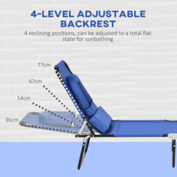 Outsunny Folding Sun Lounger Set Of 2 Reclining Chair With Reading Hole Blue - thumbnail 4