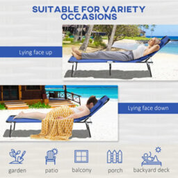 Outsunny Folding Sun Lounger Set Of 2 Reclining Chair With Reading Hole Blue - thumbnail 5