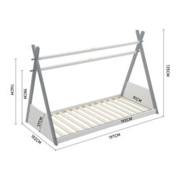 Thehotsale 135Cm Grey 135Cm H Pine Wood Tent Shape House Bed Roof For Kids - thumbnail 7
