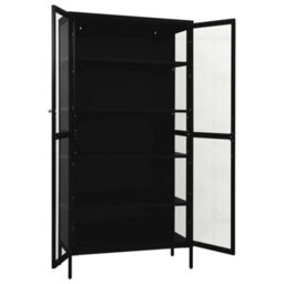 Walplus Display Cabinet Black 90X40X180 Cm Steel And Tempered Glass - thumbnail 6