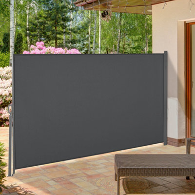 Outsunny 3X1.6M Retractable Side Awning Screen Fence Patio Privacy Divider Grey - image 1