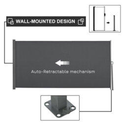 Outsunny 3X1.6M Retractable Side Awning Screen Fence Patio Privacy Divider Grey - thumbnail 4