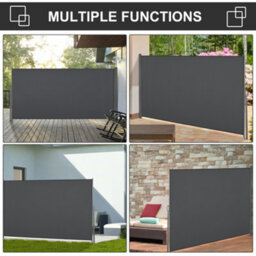 Outsunny 3X1.6M Retractable Side Awning Screen Fence Patio Privacy Divider Grey - thumbnail 6