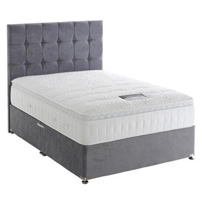 Divan Base Direct Dura Beds Silver Active 2800 Pocket Sprung Divan Bed Set 5Ft King 2 Drawers Side- Plush Velvet Silver - image 1