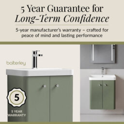 Balterley Flashbrook Modern Bathroom Wall Hung 2 Door Vanity Unit Basin, Satin Green, 505mm - thumbnail 4