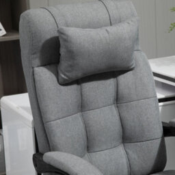 Vinsetto Ergonomic Office Chair Adjustable Height W/ Wheels Footrest Light Grey - thumbnail 8