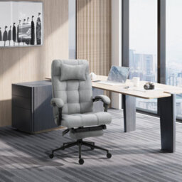 Vinsetto Ergonomic Office Chair Adjustable Height W/ Wheels Footrest Light Grey