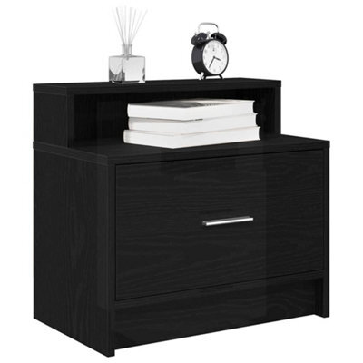 Berkfield Bedside Cabinets With Drawer 2 Pcs Black Oak 51X31X47 Cm - image 1