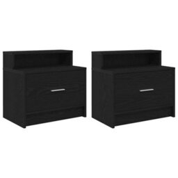 Berkfield Bedside Cabinets With Drawer 2 Pcs Black Oak 51X31X47 Cm - thumbnail 2