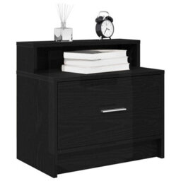 Berkfield Bedside Cabinets With Drawer 2 Pcs Black Oak 51X31X47 Cm - thumbnail 1
