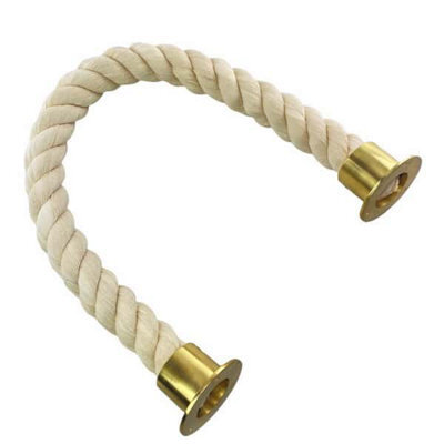 Ropeservices Uk 28mm Natural Cotton Barrier Rope X 4 Metres Polished Brass Cup Ends - image 1