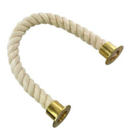 Ropeservices Uk 28mm Natural Cotton Barrier Rope X 4 Metres Polished Brass Cup Ends