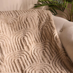 Ohs Tufted Arches Throw Teddy Fleece Blanket Winter Soft Warm Bedspread, Mink - 125 X 150 Cm - thumbnail 2